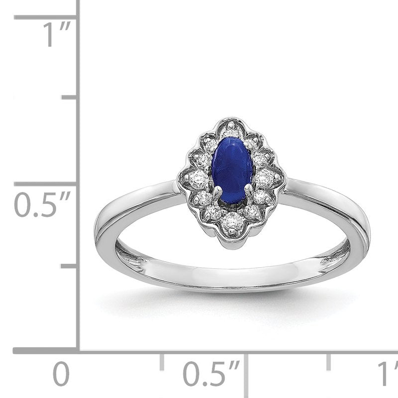 14k White Gold Diamond and Oval Cabochon Ruby Ring