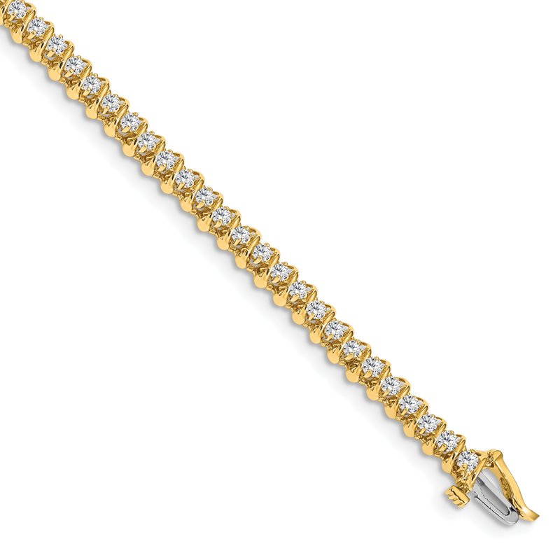 14k Complete 0.93 carat Round AAA Diamond Fancy Spiral 7 inch Tennis Bracelet