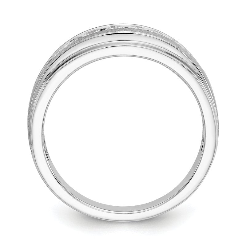 14K White Gold Men's 3/8 carat Lab Grown Diamond VS/SI  D E F  Brushed and Polished Band