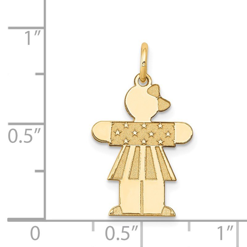 14k The Kids Small Stars and Stripes Girl Engravable Hugs Charm