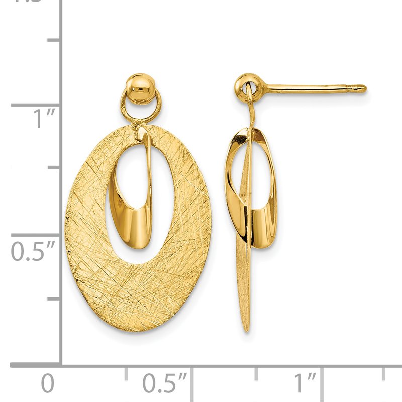 14K Polished and Scratch Finish Oval Post Earrings