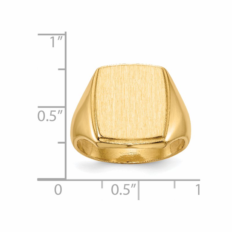 14k 13.0x14.5mm Closed Back Mens Signet Ring