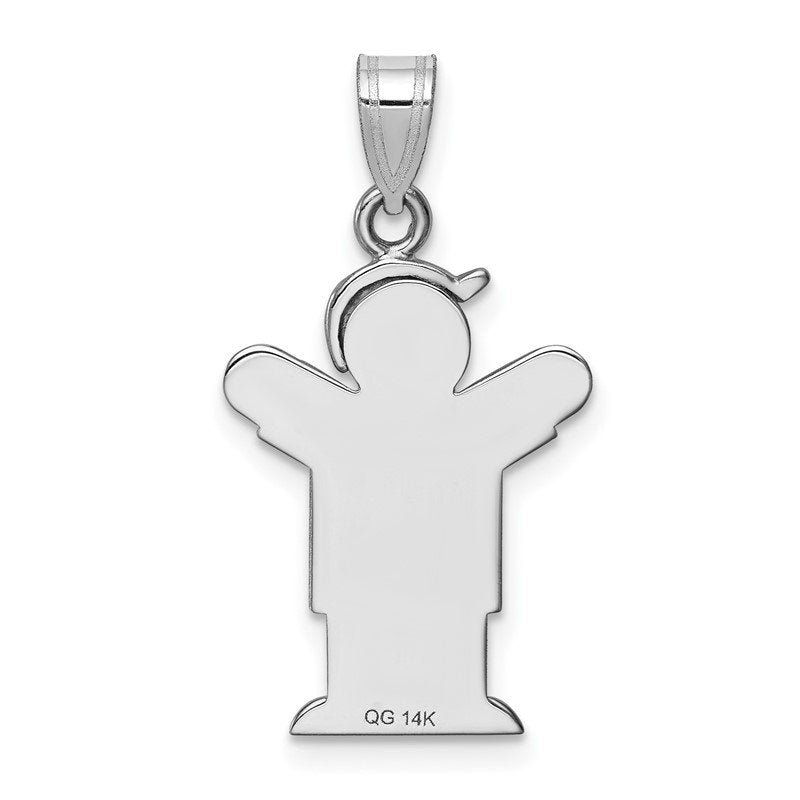 14k White Gold The Kids Small Boy with Hat on Right AA Diamond Love Charm