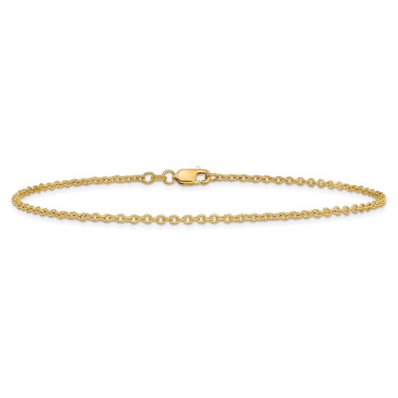 14K 10 inch 1.8mm Forzantine Cable with Lobster Clasp Anklet