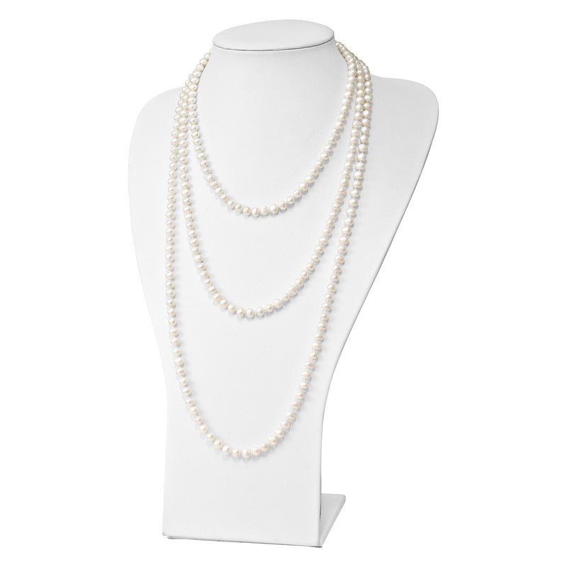 6-7mm White Semi-round Freshwater Cultured Pearl Endless 80 inch Necklace