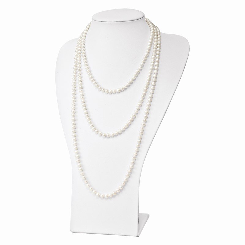 6-7mm White Semi-round Freshwater Cultured Pearl Endless 80 inch Necklace