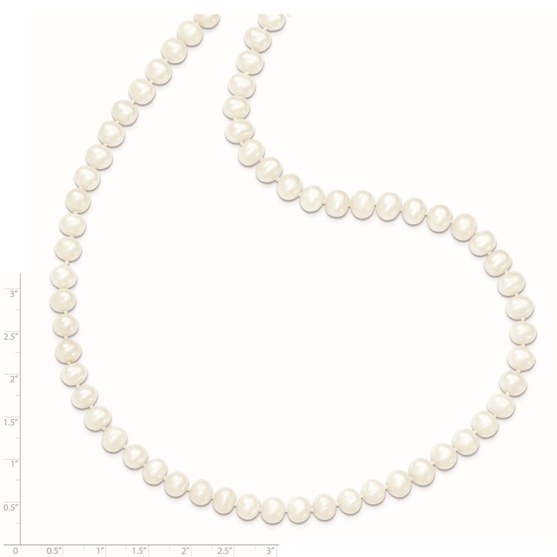 6-7mm White Semi-round Freshwater Cultured Pearl Endless 80 inch Necklace