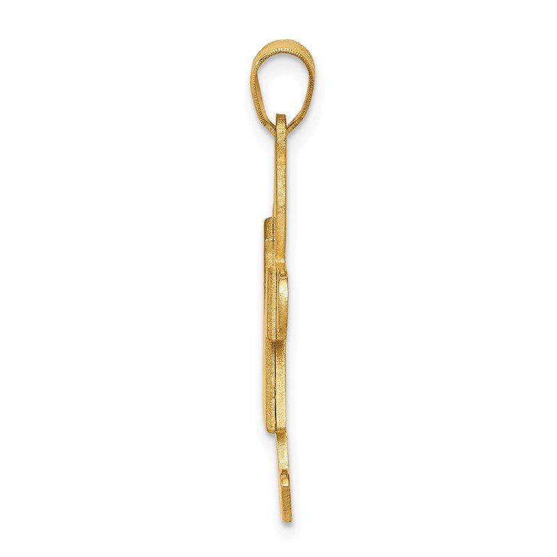 14k The Kids Solid Satin Medium Girl Engravable Kiss Charm