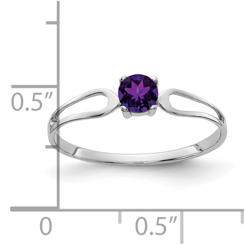 14k White Gold 4mm Amethyst ring