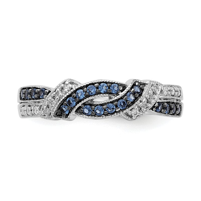 14k White Gold w/Black Rhodium White and Blue Diamond Ring