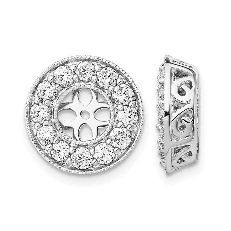 14K White Gold 1/2 carat Lab Grown Diamond VS+ F+ for 5-5.5mm Studs Complete Earring Jackets