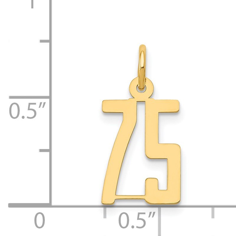 14k Small Elongated Number 75 Charm