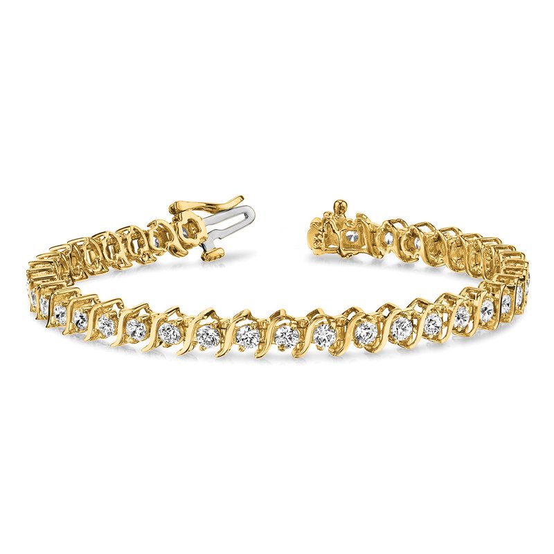 14k Complete 5.95 carat Round AA Diamond 2-prong S-link 7 inch Tennis Bracelet