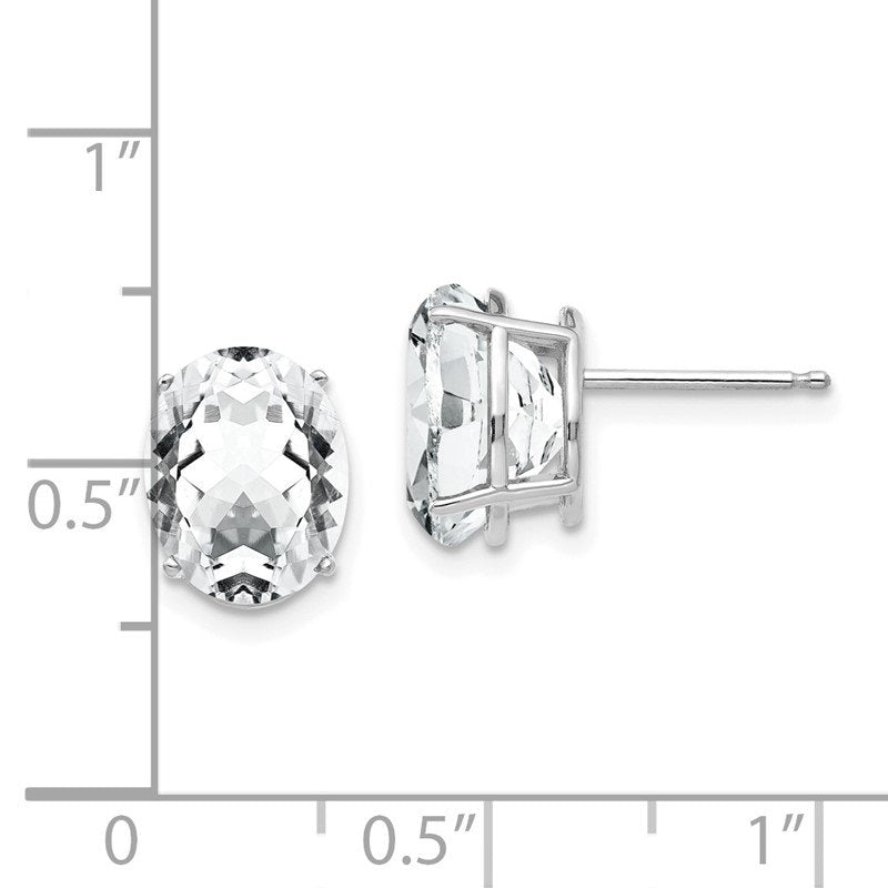 14k White Gold 10x8mm Oval Cubic Zirconia Post Earrings