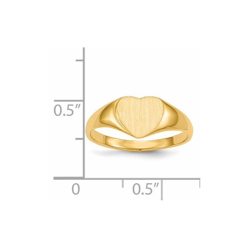 14k 8.5x7.5mm Closed Back Heart Signet Ring