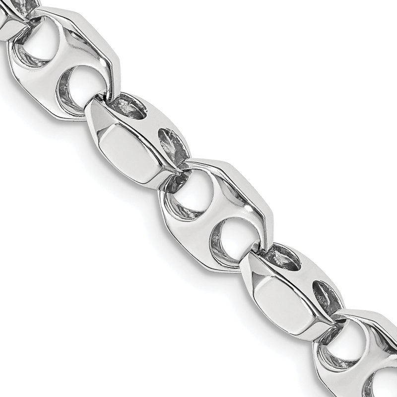 14K White Gold 20 inch 7.2mm Hand Polished Fancy Link with Fancy Lobster Clasp Chain