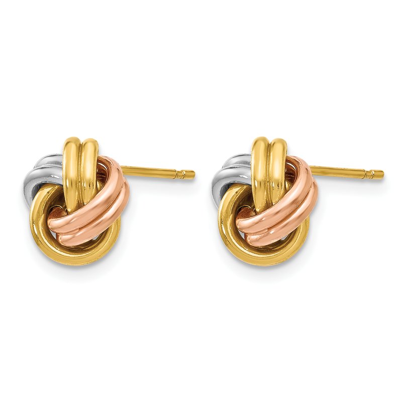 14K with White Rhodium and Rose Gold Plating Polished Love Knot Post Earrings
