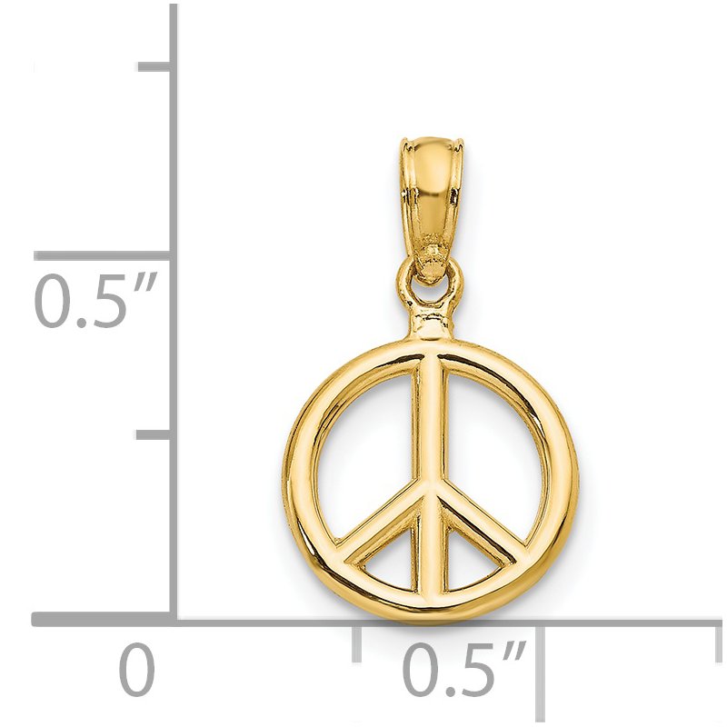 14K Polished 3-D Peace Symbol Pendant
