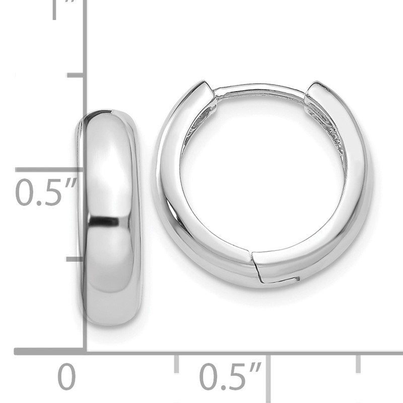 14k White Gold  Round Hinged Hoop Earrings