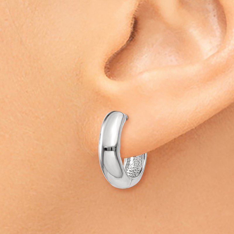 14k White Gold  Round Hinged Hoop Earrings