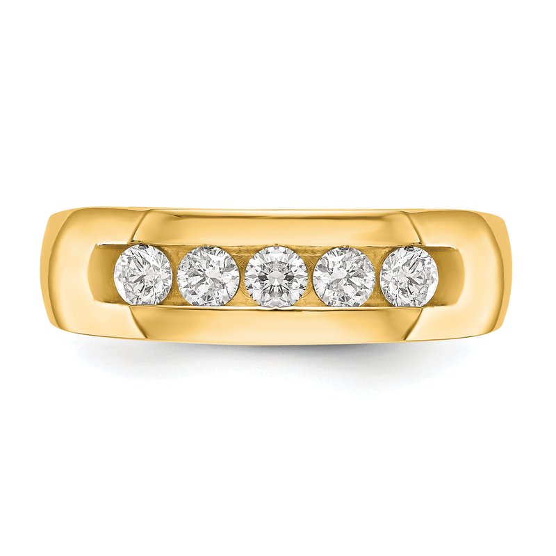 14K White Gold Men's 1/3 carat Lab Grown Diamond VS+ F+ Complete Channel Five Stone Band