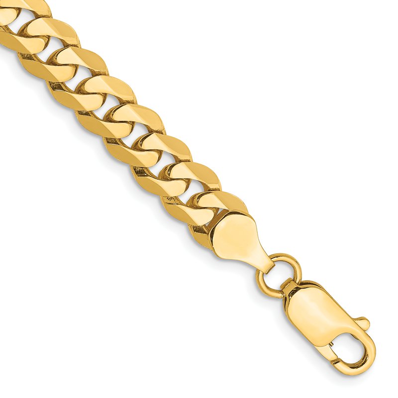 14K 26 inch 7.25mm Flat Beveled Curb with Lobster Clasp Chain