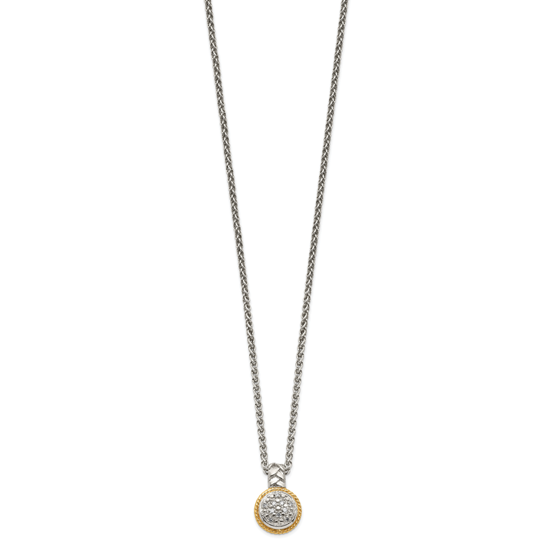 Sterling Silver Rhodium-plated with 14K Accent 18 Inch Polished Diamond Necklace