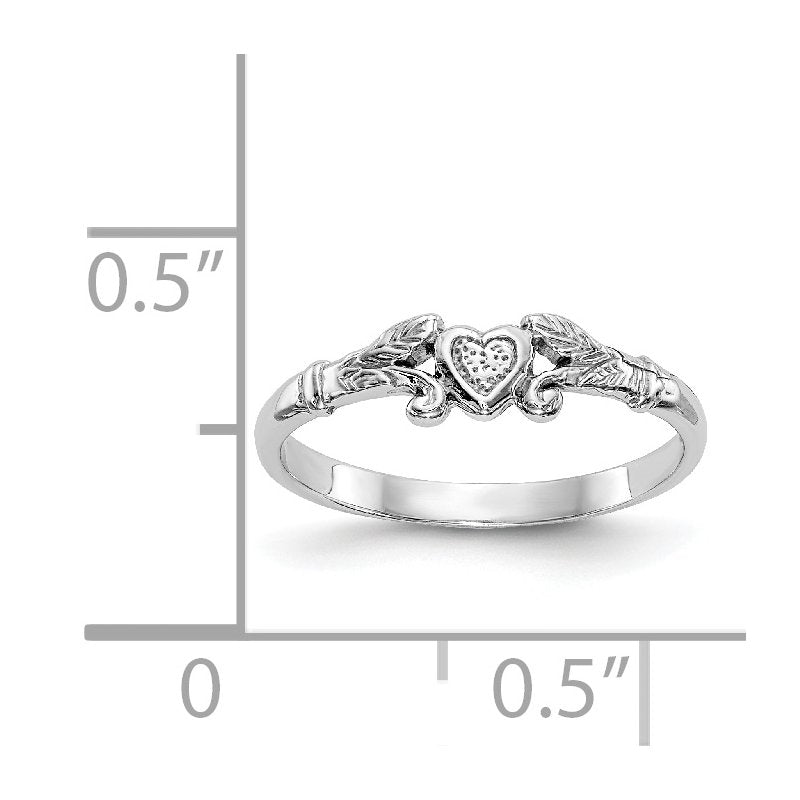 14K White Gold Textured Mini Heart Baby Ring