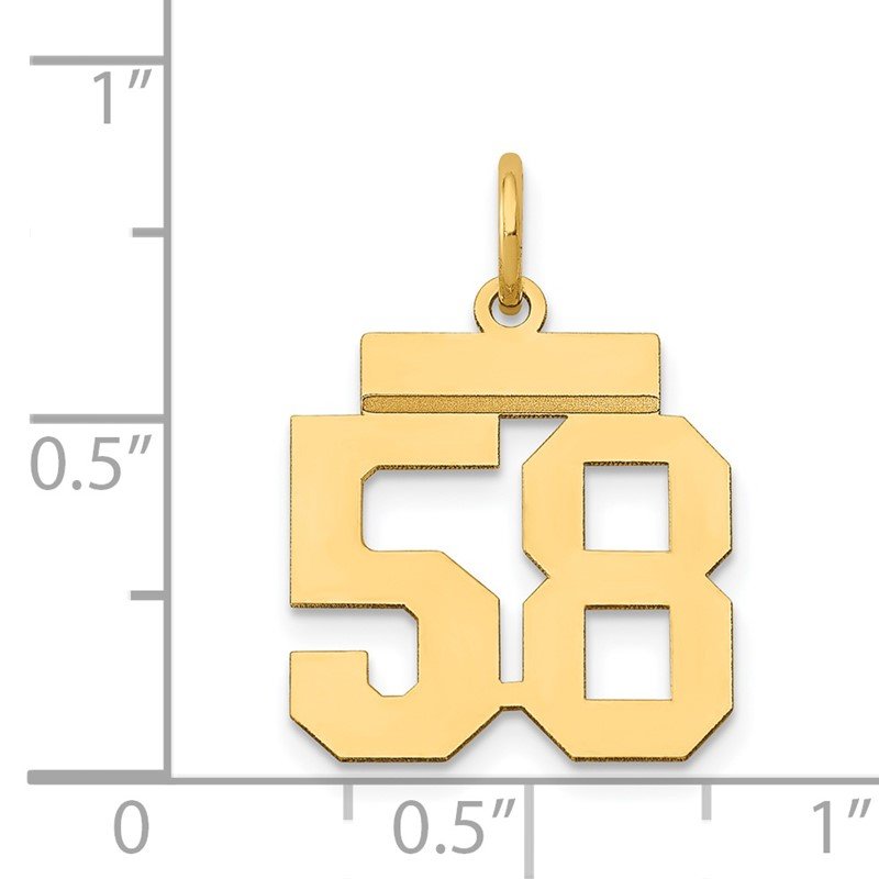 14k Small Polished Number 58 Charm