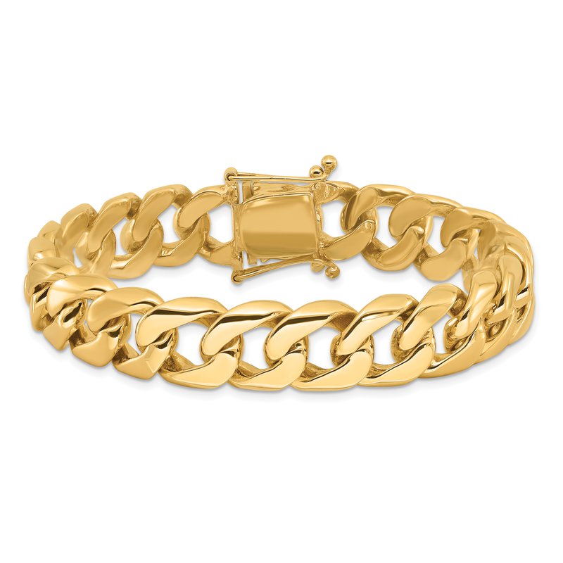 14K 20 inch 13.4mm Hand Polished Rounded Curb Link with Box Catch Clasp Chain