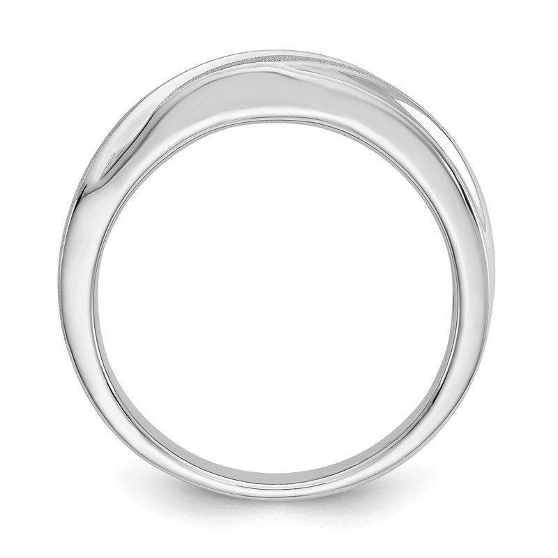 14K White Gold Men's 1/4 carat Lab Grown Diamond VS/SI  D E F  Brushed and Polished Band