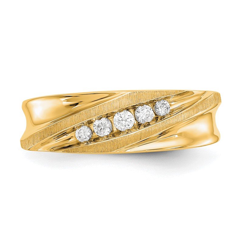 14K White Gold Men's 1/4 carat Lab Grown Diamond VS/SI  D E F  Brushed and Polished Band