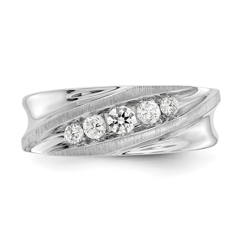 14K White Gold Men's 1/4 carat Lab Grown Diamond VS/SI  D E F  Brushed and Polished Band