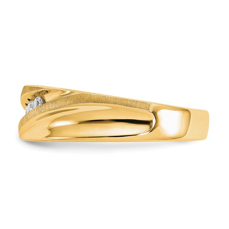 14K White Gold Men's 1/4 carat Lab Grown Diamond VS/SI  D E F  Brushed and Polished Band