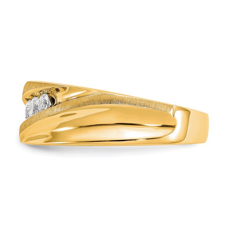 14K White Gold Men's 1/4 carat Lab Grown Diamond VS/SI  D E F  Brushed and Polished Band