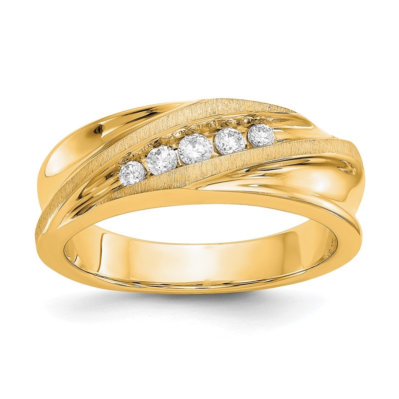 14K White Gold Men's 1/4 carat Lab Grown Diamond VS/SI  D E F  Brushed and Polished Band