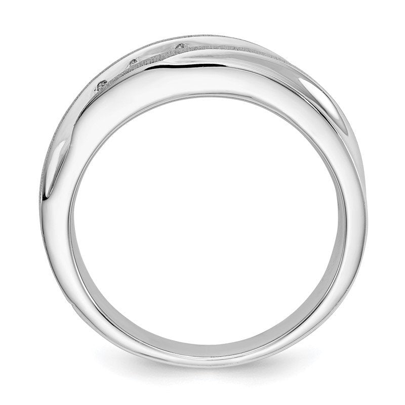 14K White Gold Men's 1/4 carat Lab Grown Diamond VS/SI  D E F  Brushed and Polished Band