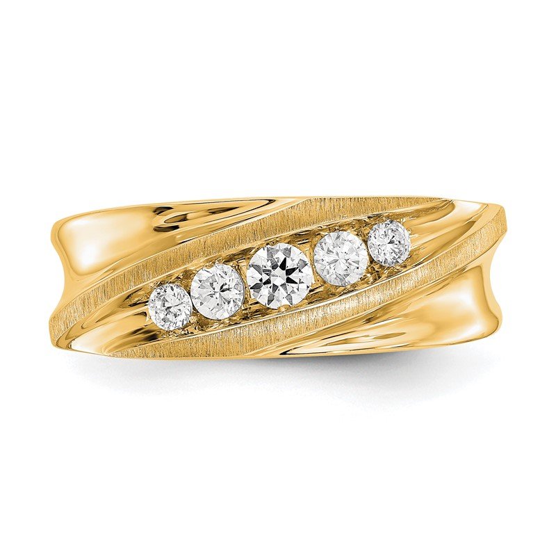 14K White Gold Men's 1/4 carat Lab Grown Diamond VS/SI  D E F  Brushed and Polished Band