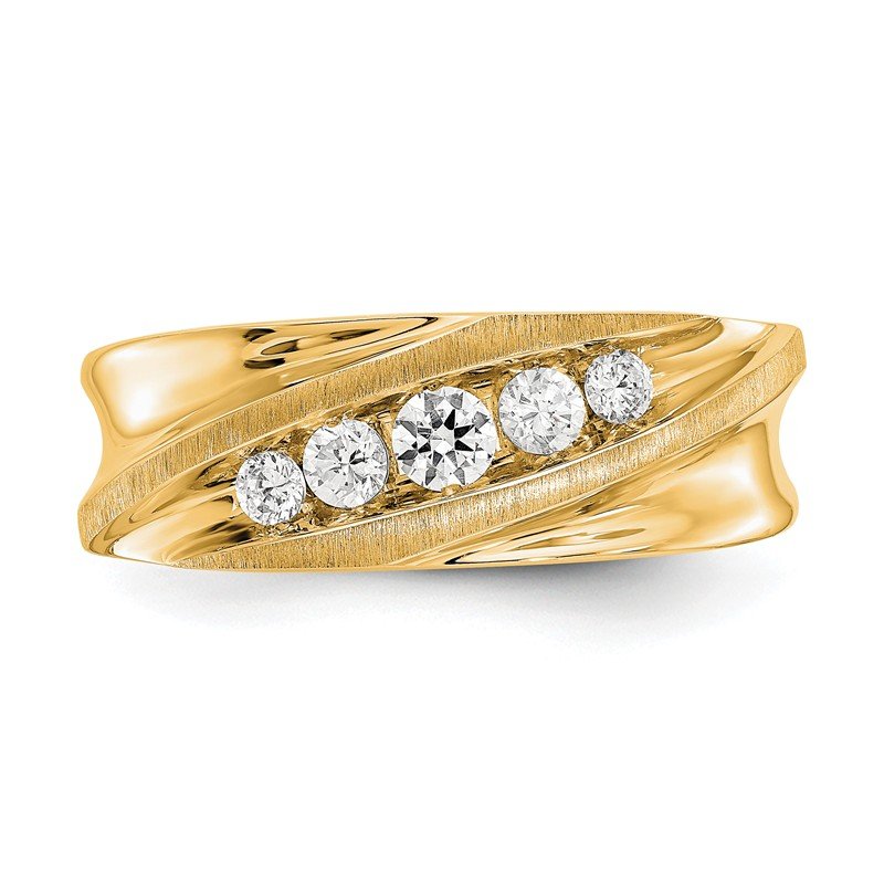 14K White Gold Men's 1/4 carat Lab Grown Diamond VS/SI  D E F  Brushed and Polished Band