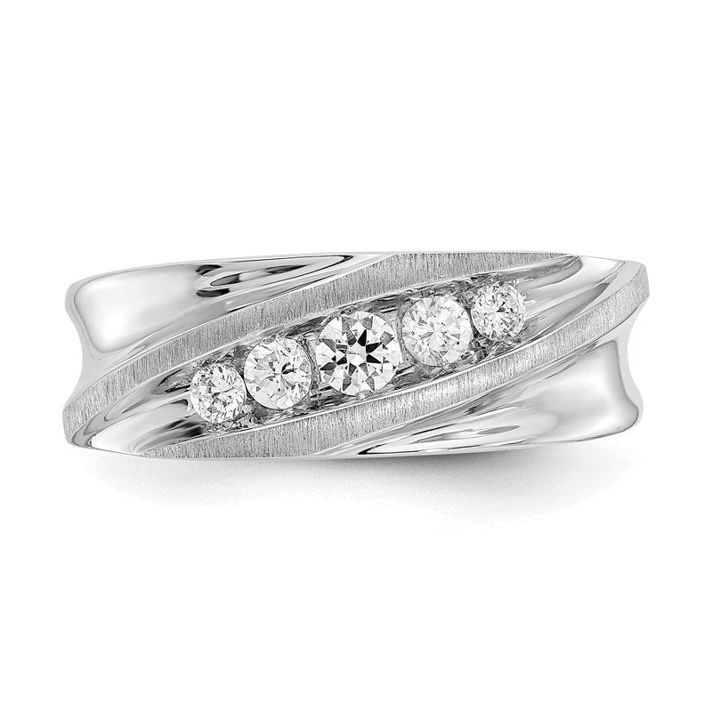 14K White Gold Men's 1/4 carat Lab Grown Diamond VS/SI  D E F  Brushed and Polished Band