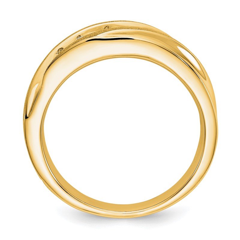 14K White Gold Men's 1/4 carat Lab Grown Diamond VS/SI  D E F  Brushed and Polished Band