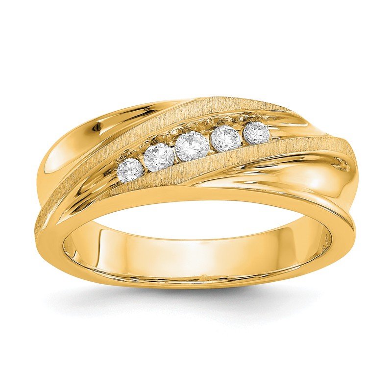 14K White Gold Men's 1/4 carat Lab Grown Diamond VS/SI  D E F  Brushed and Polished Band