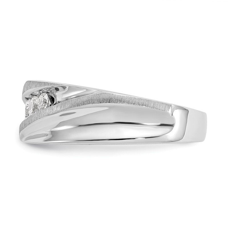 14K White Gold Men's 1/4 carat Lab Grown Diamond VS/SI  D E F  Brushed and Polished Band