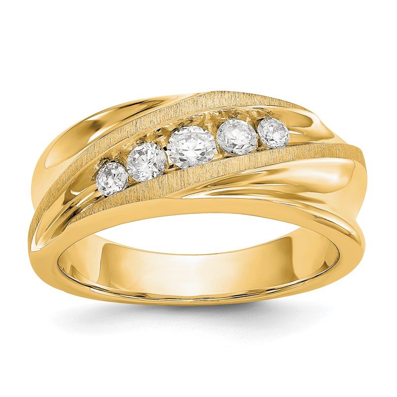 14K White Gold Men's 1/4 carat Lab Grown Diamond VS/SI  D E F  Brushed and Polished Band