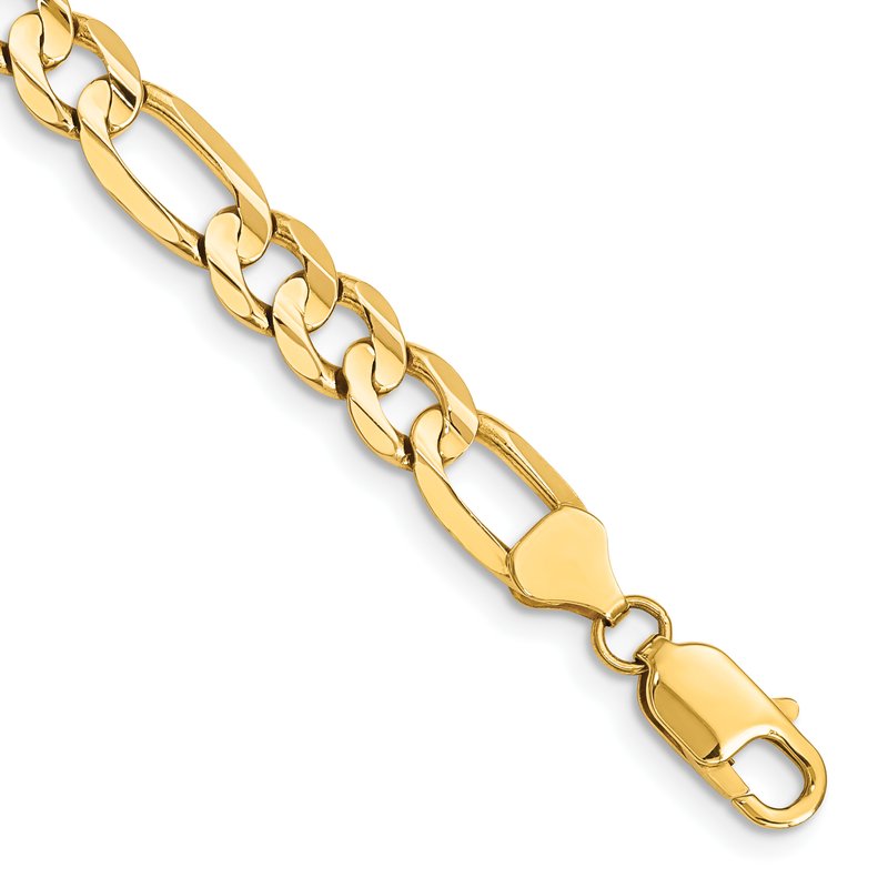 14K 26 inch 7.5mm Concave Open Figaro with Lobster Clasp Chain