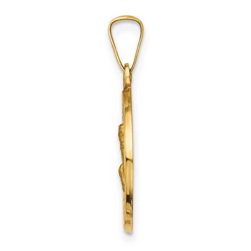 14k Polished and Satin Hollow St Peregrine Medal Round Pendant