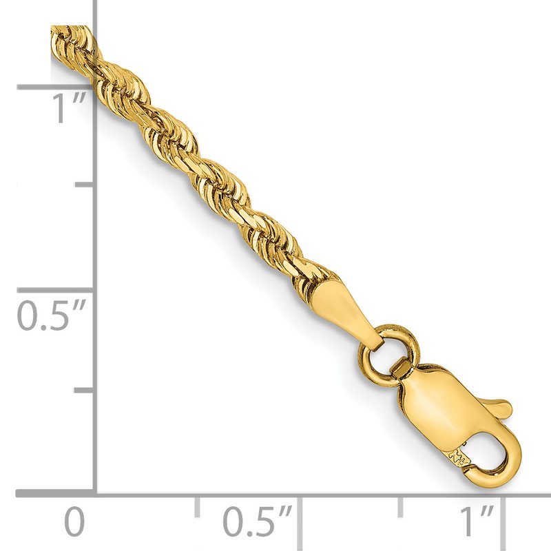 14K 26 Inch 2.75mm Diamond-cut Quadruple Rope Lobster Clasp Chain