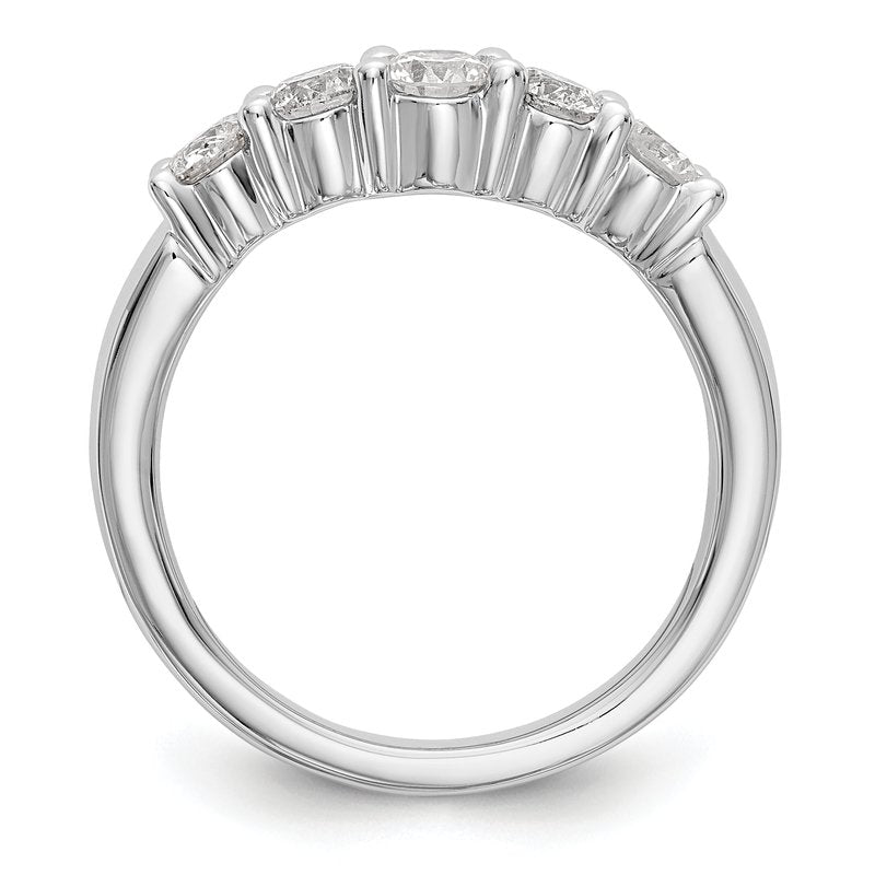 14K White Gold 7/8 carat Lab Grown Diamond VS/SI  D E F  5 Stone Band