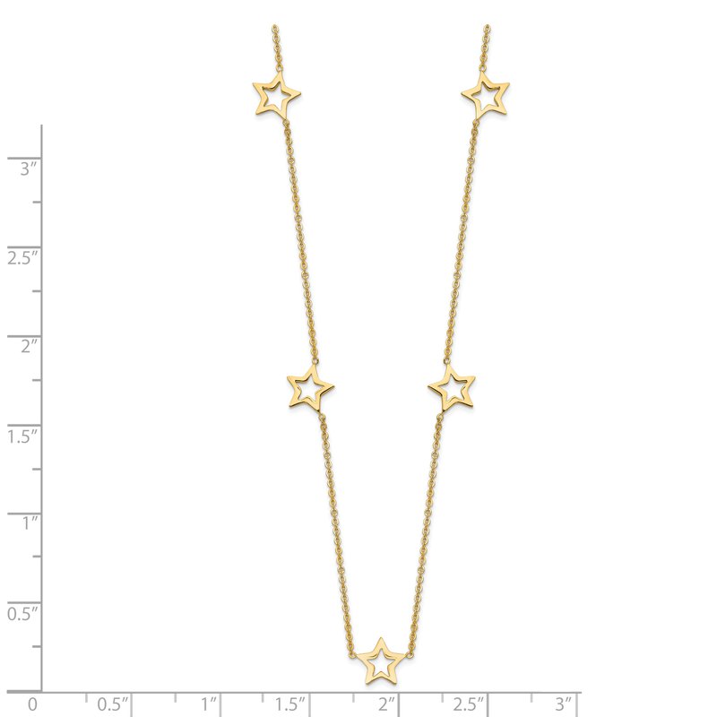 14K Open Stars 16 inch Necklace Plus 2 inch Extension