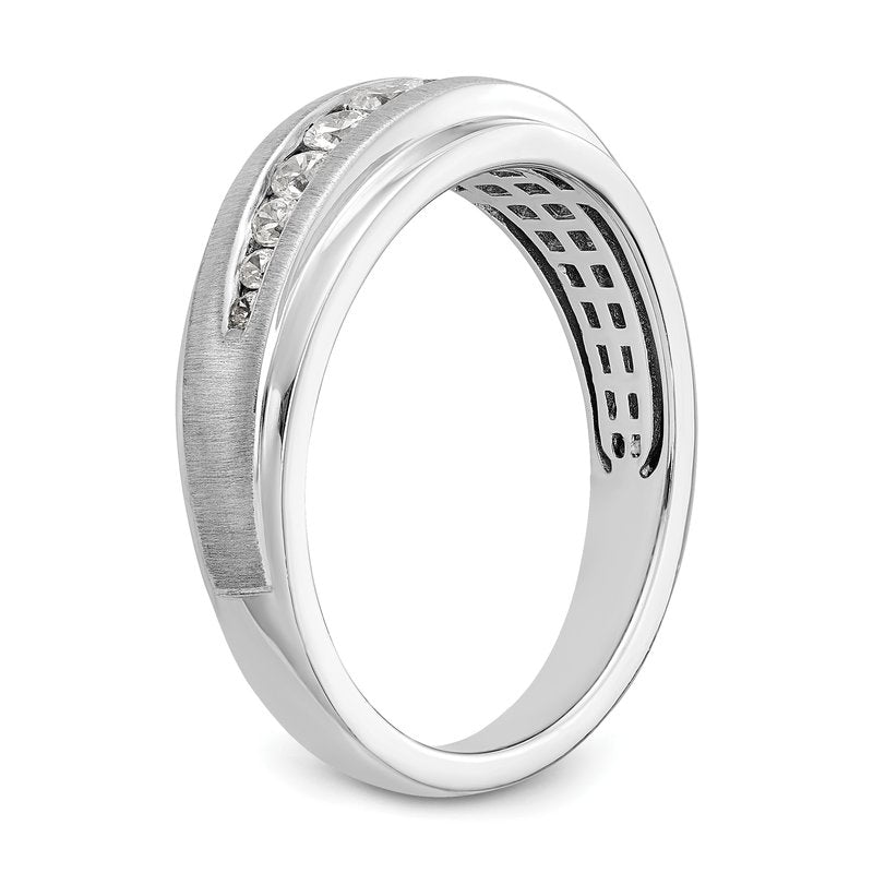 14K White Gold Men's 3/8 carat Lab Grown Diamond VS/SI  D E F  Brushed and Polished Band